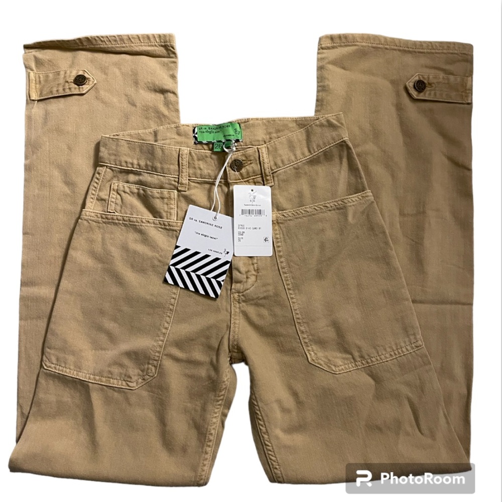 NWT Free People X Sandrine Rose High Waisted Linen Blend Pants in Sand Size 26